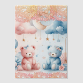 Teddy Bärenwolken und Mondplakette Pergament Einladungen