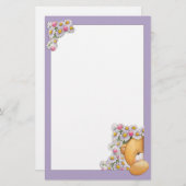 Teddy-Bärn-Blumen-Briefpapier Briefpapier (Vorne/Hinten)