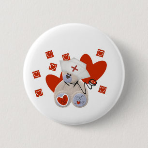 Teddy-Bärn-Krankenschwester-Liebe-T-Shirts und Ges Button