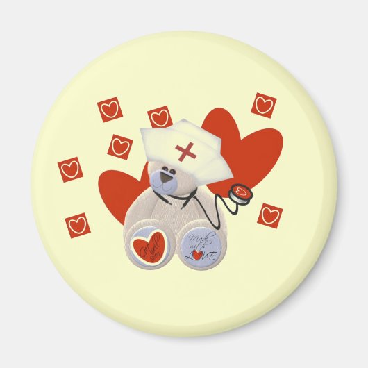 Teddy-Bärn-Krankenschwester-Liebe-T-Shirts und Magnet (Vorne)