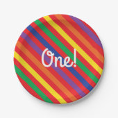 Teddy-Bärn-Regenbogen-niedliches 1. Pappteller (Vorderseite)