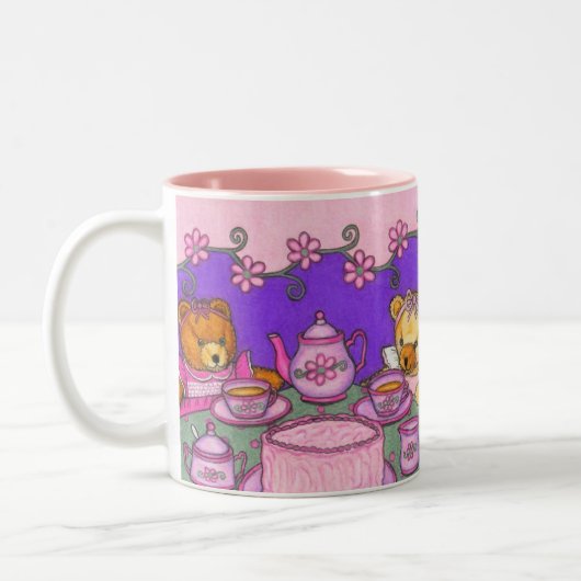 Teddy-Bärn-Tee-Party-Schale/Tasse Zweifarbige Tasse (Links)