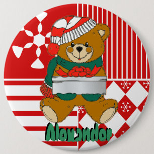 Teddy-Bärn-WeihnachtsStrumpf-Namen-Umbau-Knöpfe Button