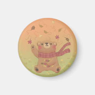 Teddy Bärs Herbstlaub Magnet