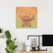 Teddy Bärs Herbstlaub Poster (Heimbüro)