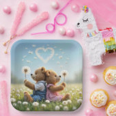 Teddy Bars mit Kronleuchter Herz Pappteller (Party)