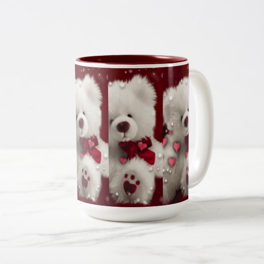 Teddy-Bärvalentine-Liebe-Tasse Zweifarbige Tasse (VorderseiteRechts)