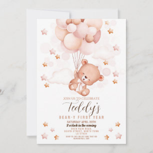 Teddy Bear 1. Geburtstag Bär y First Boys Neutral Einladung