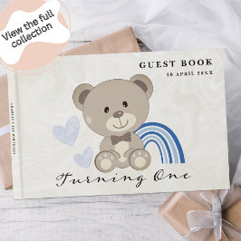 Teddy Bear 1. Geburtstag Blau Gästebuch