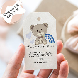 Teddy Bear 1. Geburtstag Blau Geschenkanhänger