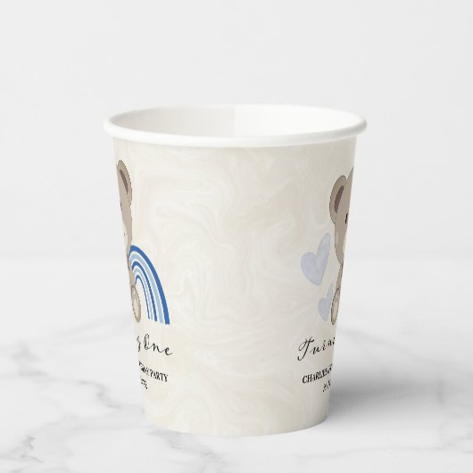 Teddy Bear 1. Geburtstag Blau Pappbecher (Links)