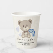 Teddy Bear 1. Geburtstag Blau Pappbecher (Vorderseite)