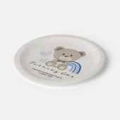 Teddy Bear 1. Geburtstag Blau Pappteller (Schrägansicht)