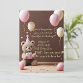 Teddy Bear 1. Geburtstag Einladung zum Jungen (Stehend Vorderseite)