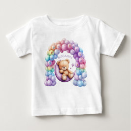 Teddy Bear 1. Geburtstag farbenfrohe Balloons Baby T-shirt