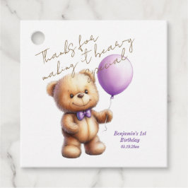 Teddy Bear 1. Geburtstag farbenfrohe Balloons Geschenkanhänger