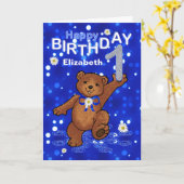 Teddy Bear 1. Geburtstag für Mädchen Karte (Gelbe Blume)