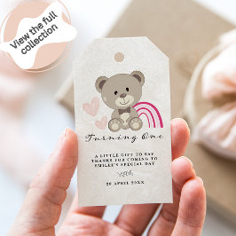Teddy Bear 1. Geburtstag Pink Gift Tags Geschenkanhänger