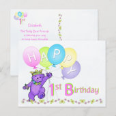 Teddy Bear 1. Geburtstag Postkarte (Vorne/Hinten)