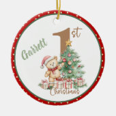 Teddy Bear 1. Weihnachten Keramik Ornament (Vorne)