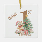 Teddy Bear 1. Weihnachten Keramikornament (Vorderseite)