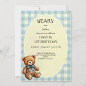 Teddy Bear 1st Birthday Einladung (Vorderseite)