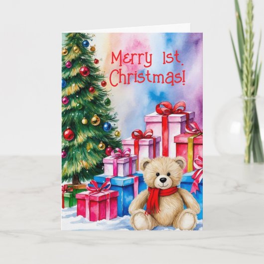 TEDDY BEAR 1ST. CHRISTMAS CARD DANKESKARTE (Vorderseite)