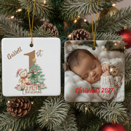 Teddy Bear 1st Christmas Photo Keramikornament