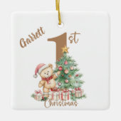 Teddy Bear 1st Christmas Photo Keramikornament (Vorderseite)