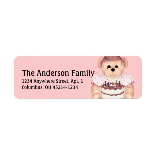 Teddy Bear 2 Birthday Party Address Labels (Vorne)