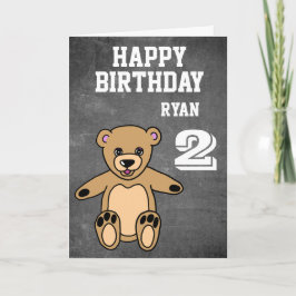 Teddy Bear 2. Geburtstag Chalkboard Happy Birthday Karte