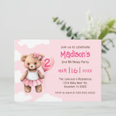 Teddy Bear 2. Geburtstagseinladung Einladung (Stehend Vorderseite)