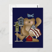 Teddy Bear 4. Juli Postkarte (Vorne/Hinten)