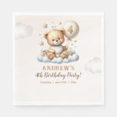 Teddy Bear 4th Birthday Party Napkins Serviette (Vorderseite)