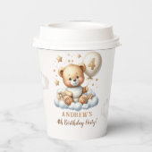 Teddy Bear 4th Birthday Party with Bear theme Pappbecher (Rückseite)