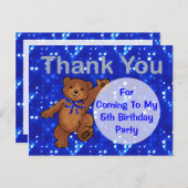 Teddy Bear 5. Geburtstagsparty Danke Postkarte (Vorne/Hinten)