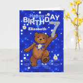 Teddy Bear 7. Geburtstag für Mädchen Karte (Gelbe Blume)