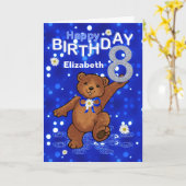 Teddy Bear 8. Geburtstag für Mädchen Karte (Gelbe Blume)
