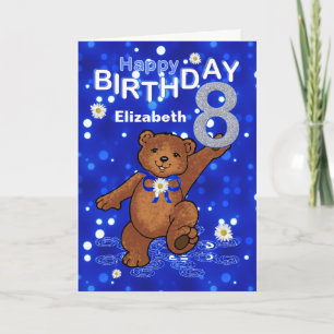 Teddy Bear 8. Geburtstag für Mädchen Karte