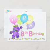 Teddy Bear 8. Geburtstag Postkarte (Vorne/Hinten)
