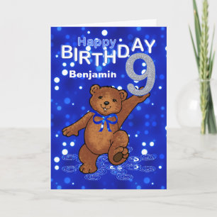 Teddy Bear 9. Geburtstag für Junge Karte