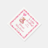 Teddy Bear A Little Sweetheart Girl Baby Shower Serviette (Ecke)