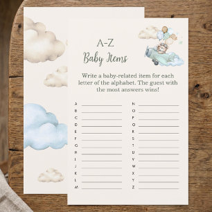 Teddy Bear A-Z Babyartikel Baby Shower Spiel
