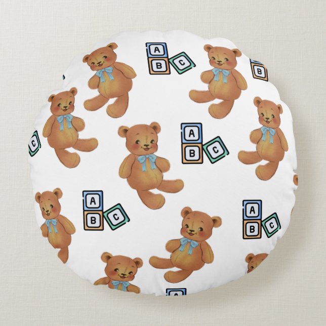 Teddy Bear & ABC Throw Kissen (Vorderseite)