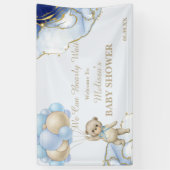 Teddy Bear Abstrakt Blue Gold Ballon Willkommen Banner (Vertikal)