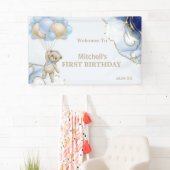 Teddy Bear Abstrakt Blue Gold Ballon Willkommen Banner (Insitu)
