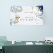 Teddy Bear Abstrakt Blue Gold Ballon Willkommen Banner (Messeveranstaltung)