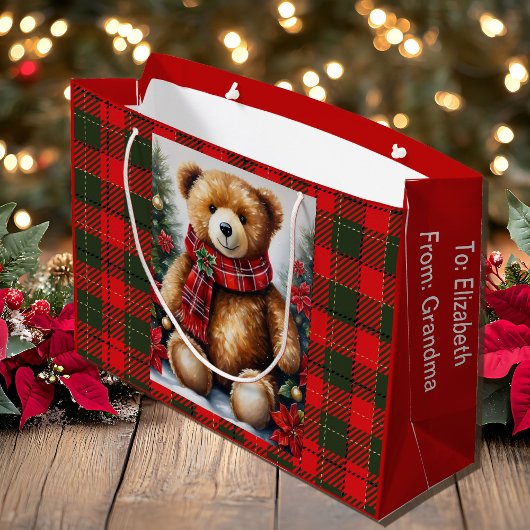 Teddy Bear Add Names Cute Christmas Große Geschenktüte