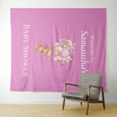 Teddy Bear Adventure Pink Balloons Babydusche Wandteppich (Beispiel (Horizontal))