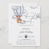 Teddy Bear Air Ballon Bearly Wait Baby Dusche Einladung (Vorderseite)